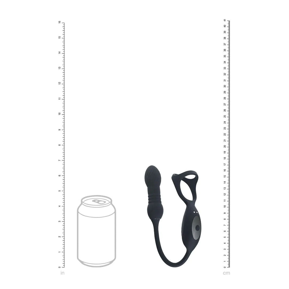 Levelz Vibrating & Thrusting Tri O Cock Ring With Prostate Stimulator Black Usb Rechargeable Vibrating Cock Ring With Thrusting Prostate Plug