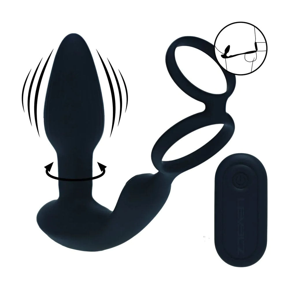 Levelz Dual Vibrating Prostate Stimulator With Cock Ring Black Usb Rechargeable Vibrating Butt Plug With Cock Ring