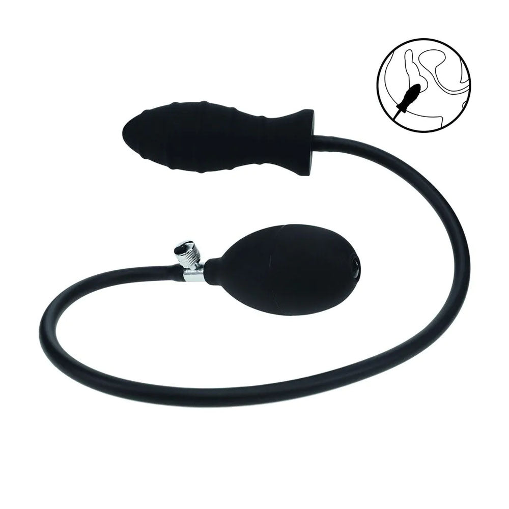Levelz Ribbed Inflatable Anal Plug Black Inflatable Butt Plug