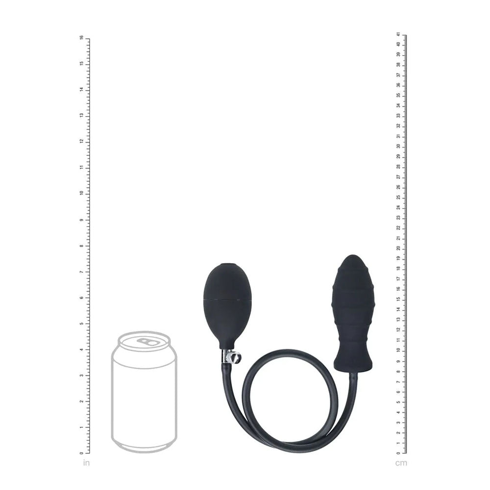 Levelz Ribbed Inflatable Anal Plug Black Inflatable Butt Plug