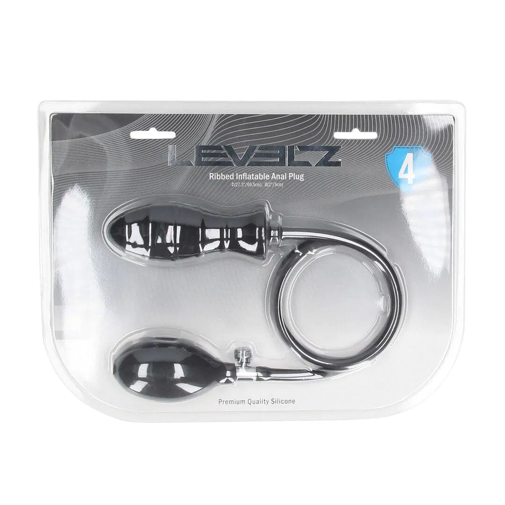 Levelz Ribbed Inflatable Anal Plug Black Inflatable Butt Plug