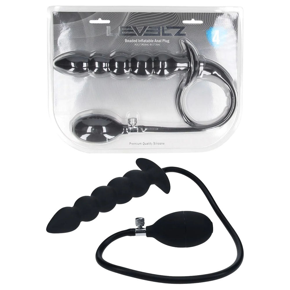 Levelz Beaded Inflatable Anal Plug Black Inflatable Butt Plug