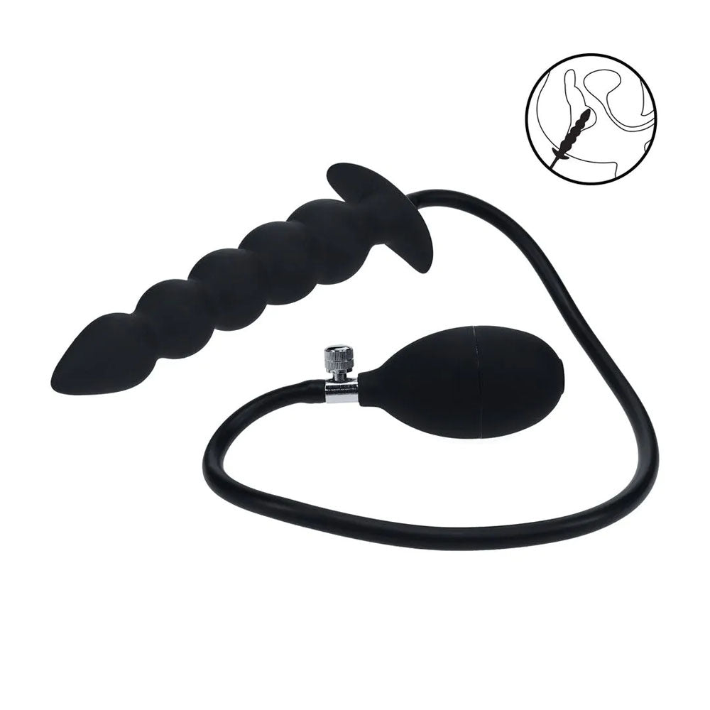 Levelz Beaded Inflatable Anal Plug Black Inflatable Butt Plug