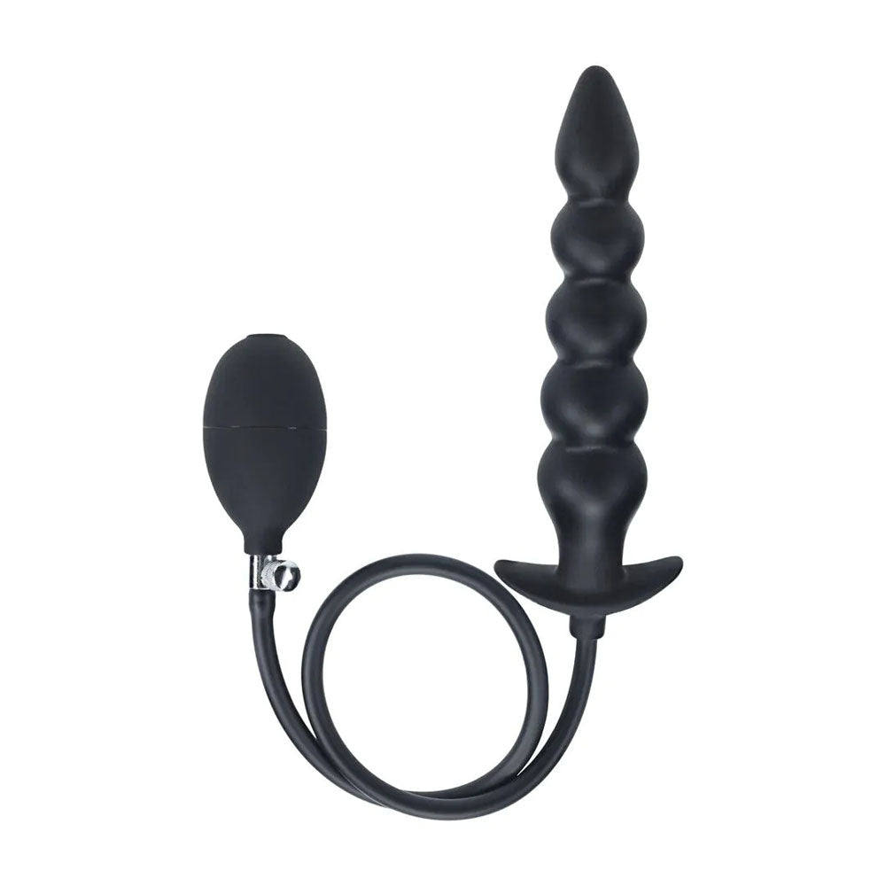 Levelz Beaded Inflatable Anal Plug Black Inflatable Butt Plug