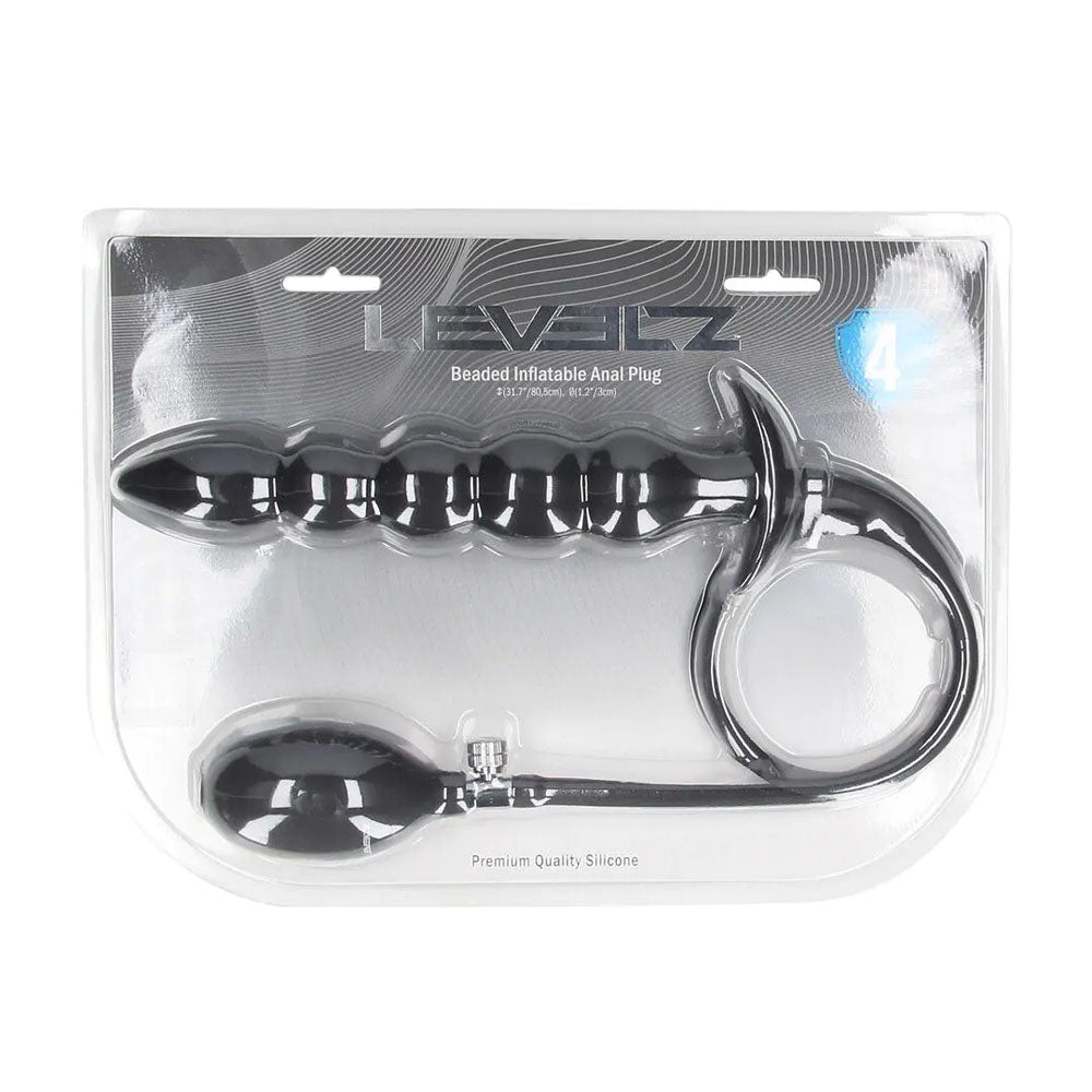 Levelz Beaded Inflatable Anal Plug Black Inflatable Butt Plug