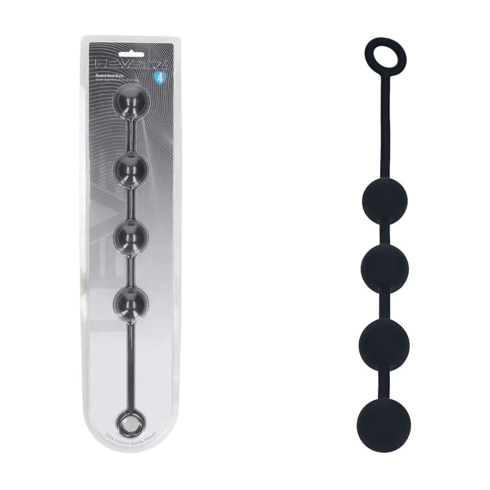 Levelz Round Silicone Anal Balls L 40mm Black 40.5 Cm Large Anal Beads