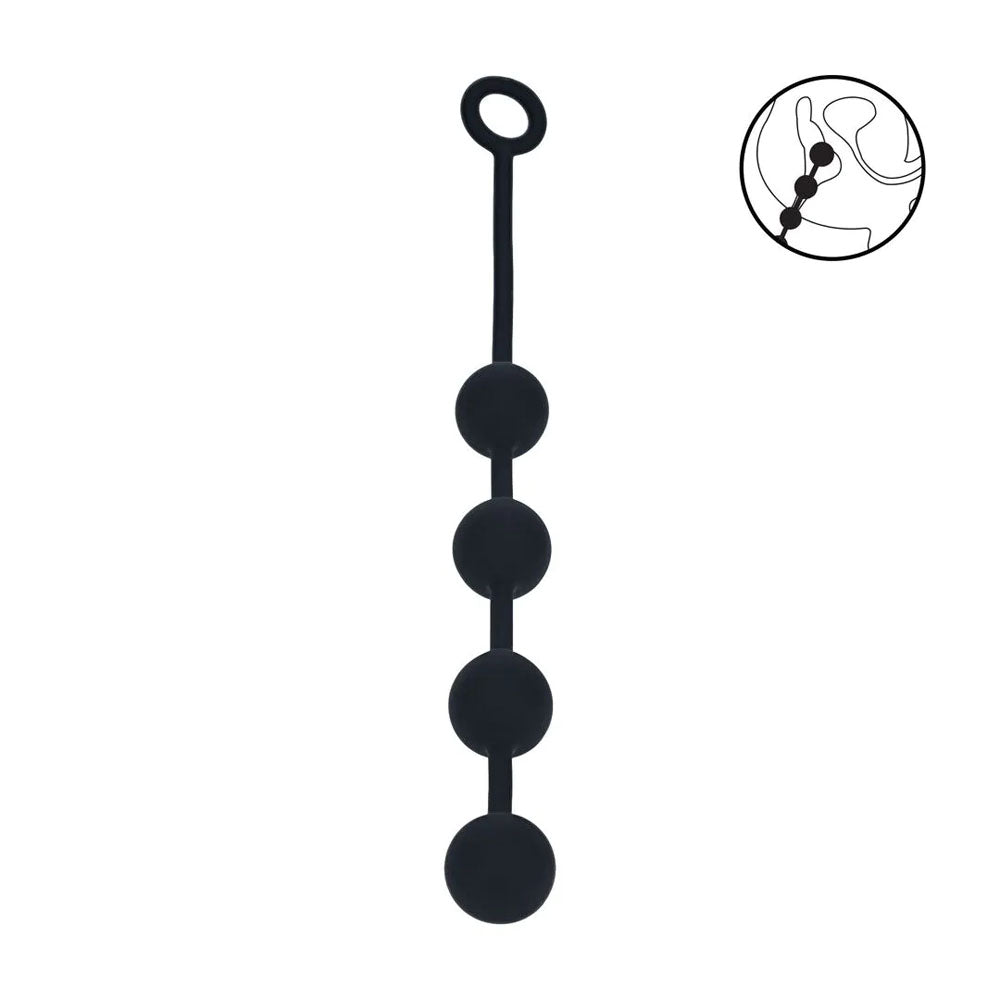 Levelz Round Silicone Anal Balls L 40mm Black 40.5 Cm Large Anal Beads