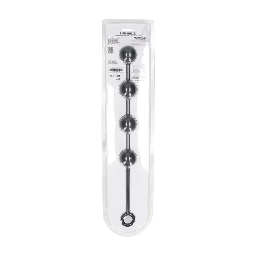 Levelz Round Silicone Anal Balls L 40mm Black 40.5 Cm Large Anal Beads