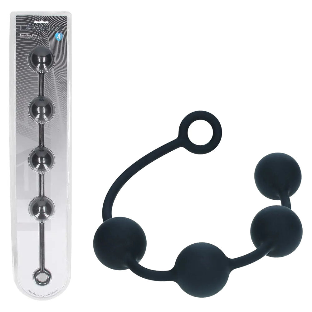 Levelz Round Anal Balls Xl 50mm Black 46.5 Cm Xl Anal Beads