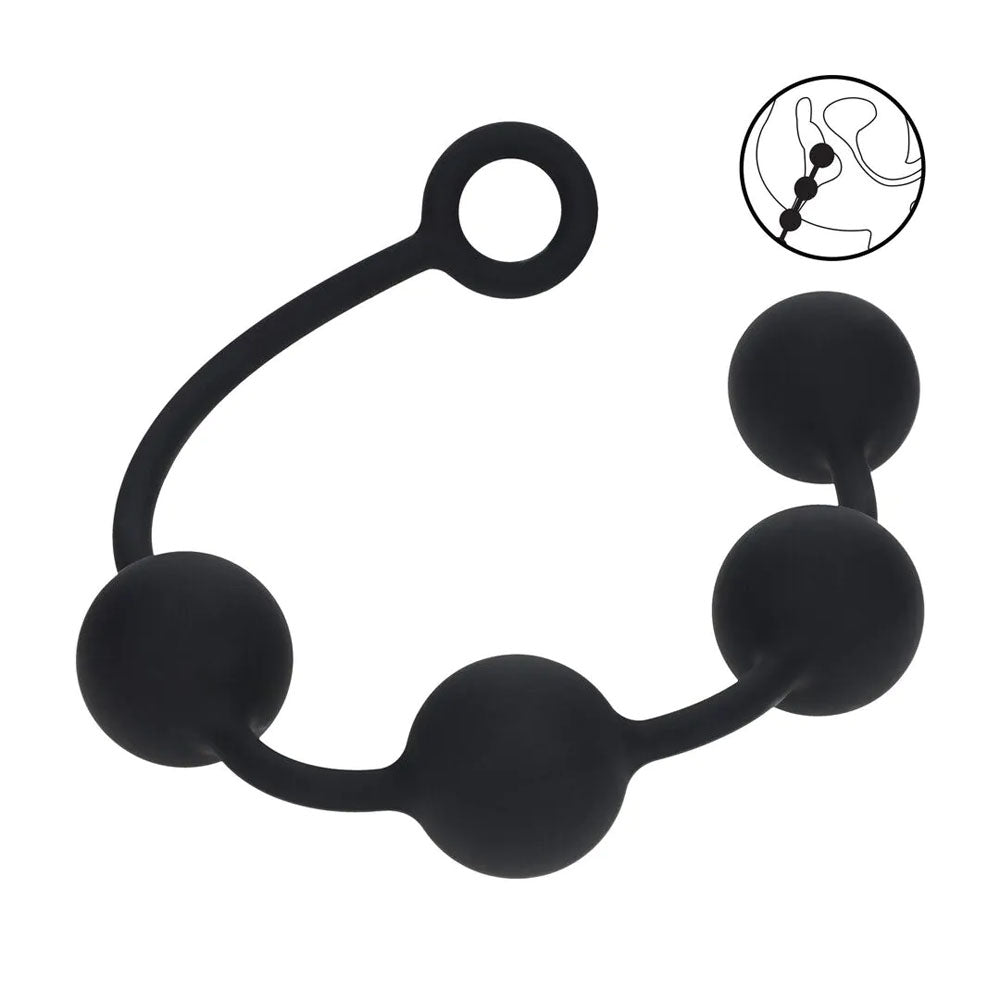 Levelz Round Anal Balls Xl 50mm Black 46.5 Cm Xl Anal Beads