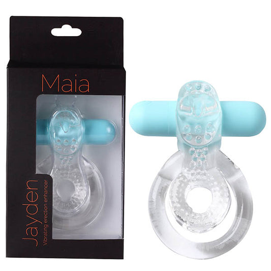 Maia Jayden Clear/Blue Usb Rechargeable Vibrating Cock & Ball Rings