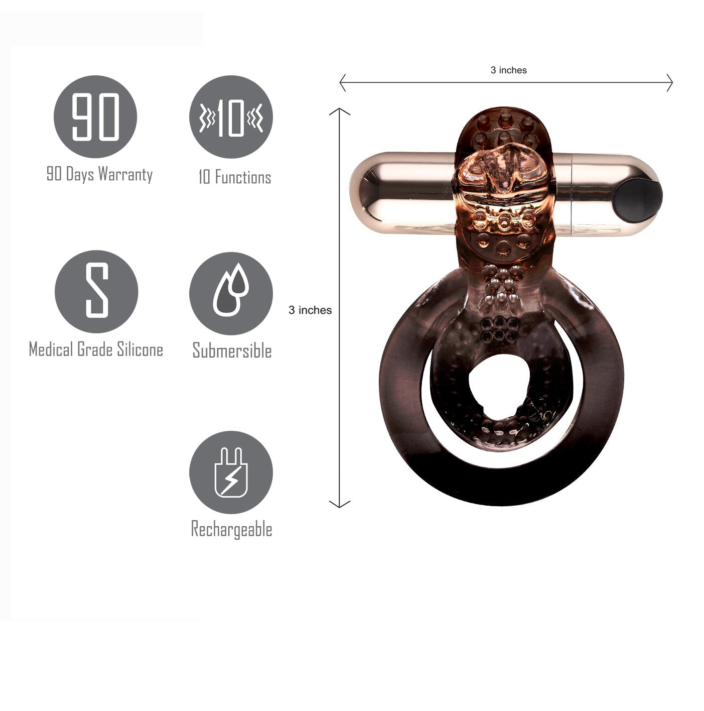 Maia Jayden Rose Gold Usb Rechargeable Vibrating Cock & Ball Rings