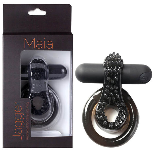 Maia Jagger Black Usb Rechargeable Vibrating Cock & Ball Ring