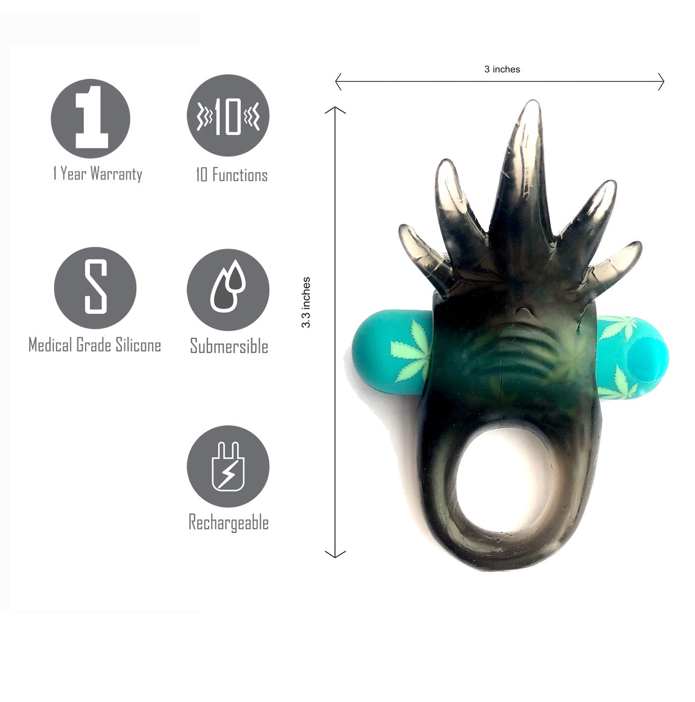 Maia Ziggy Hemp Green Usb Rechargeable Vibrating Cock Ring