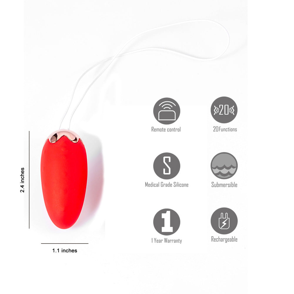 Maia Shortcake Red Usb Rechargeable Vibrating Egg With Wireless Remote