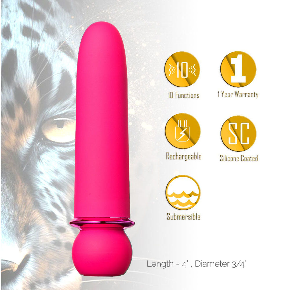 Maia Jaguar Pink Pink 10.1 Cm Usb Rechargeable Bullet
