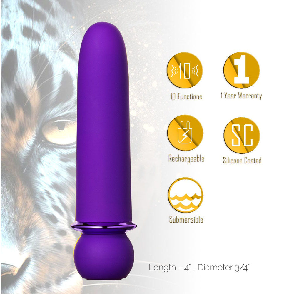 Maia Jaguar Purple Purple 10.1 Cm Usb Rechargeable Bullet