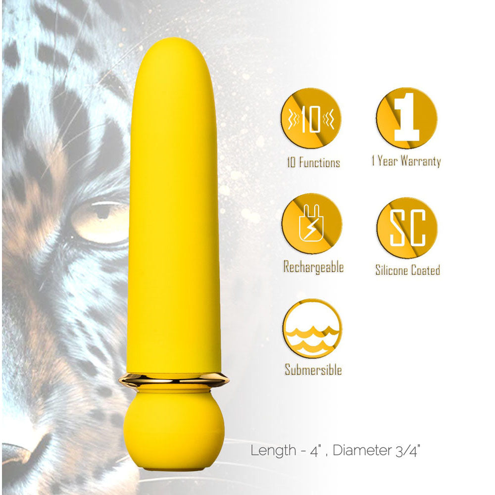 Maia Jaguar Yellow Yellow 10.1 Cm Usb Rechargeable Bullet