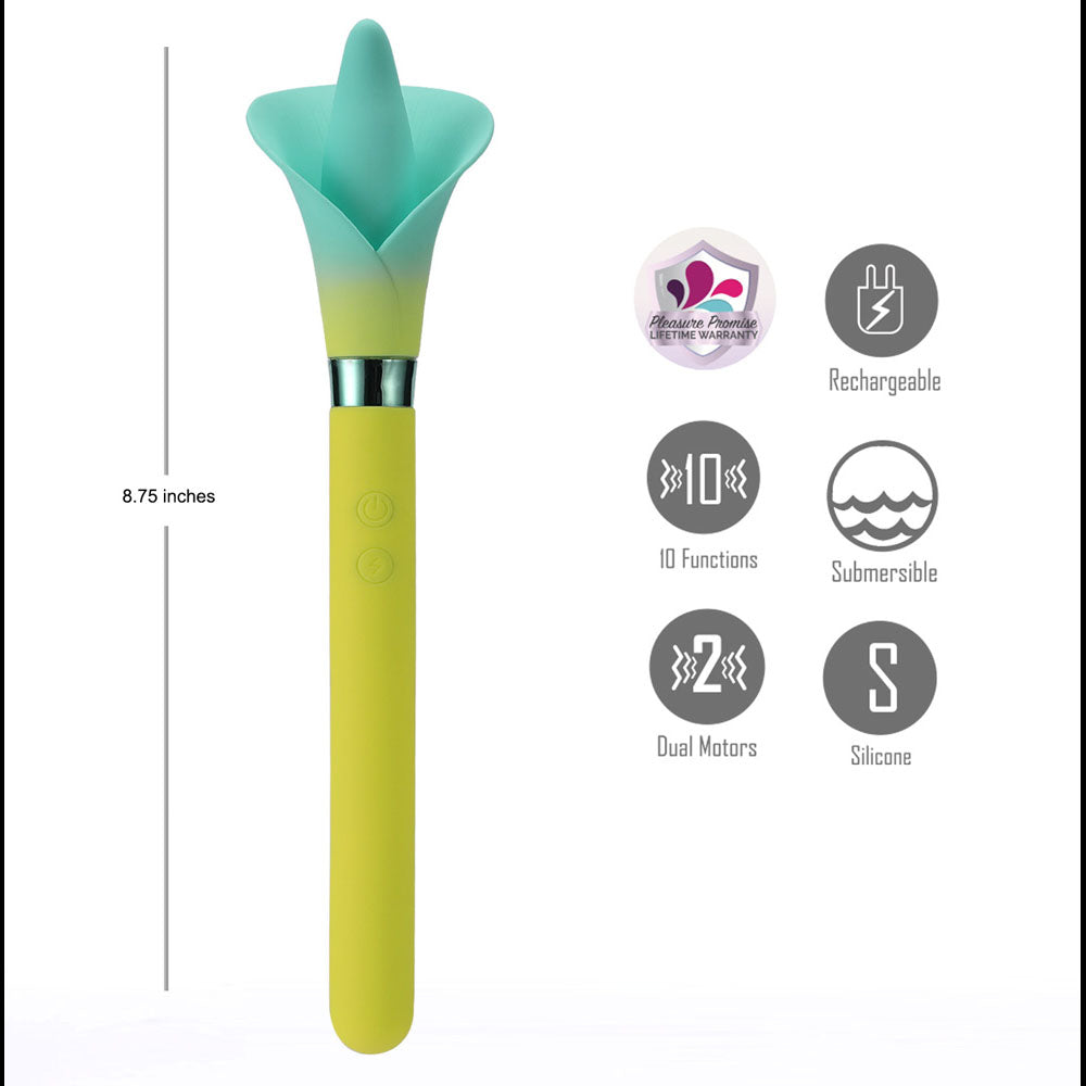 Maia Vala Yellow Yellow/Green 22.2 Cm Usb Rechargeable Flower Vibrator