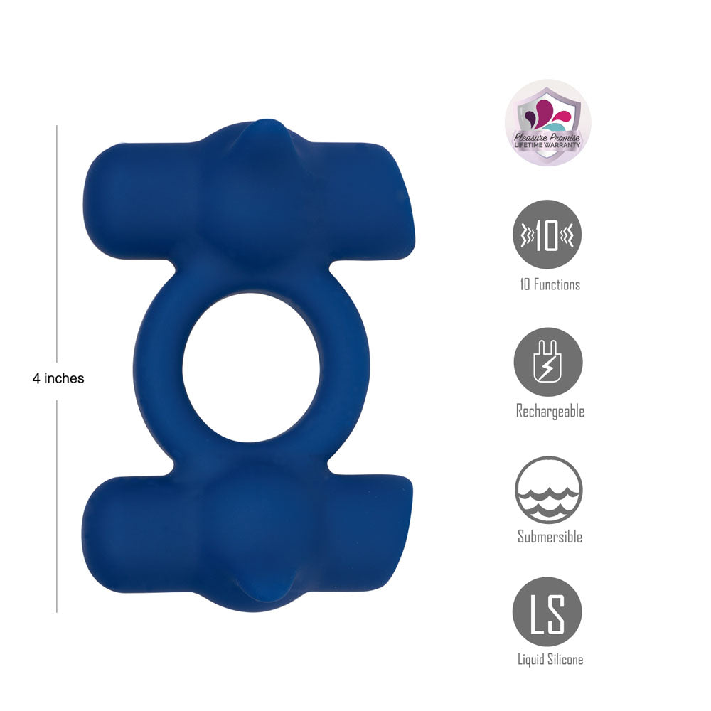Maia Ronan Blue Blue Usb Rechargeable Dual Vibrating Cock Ring