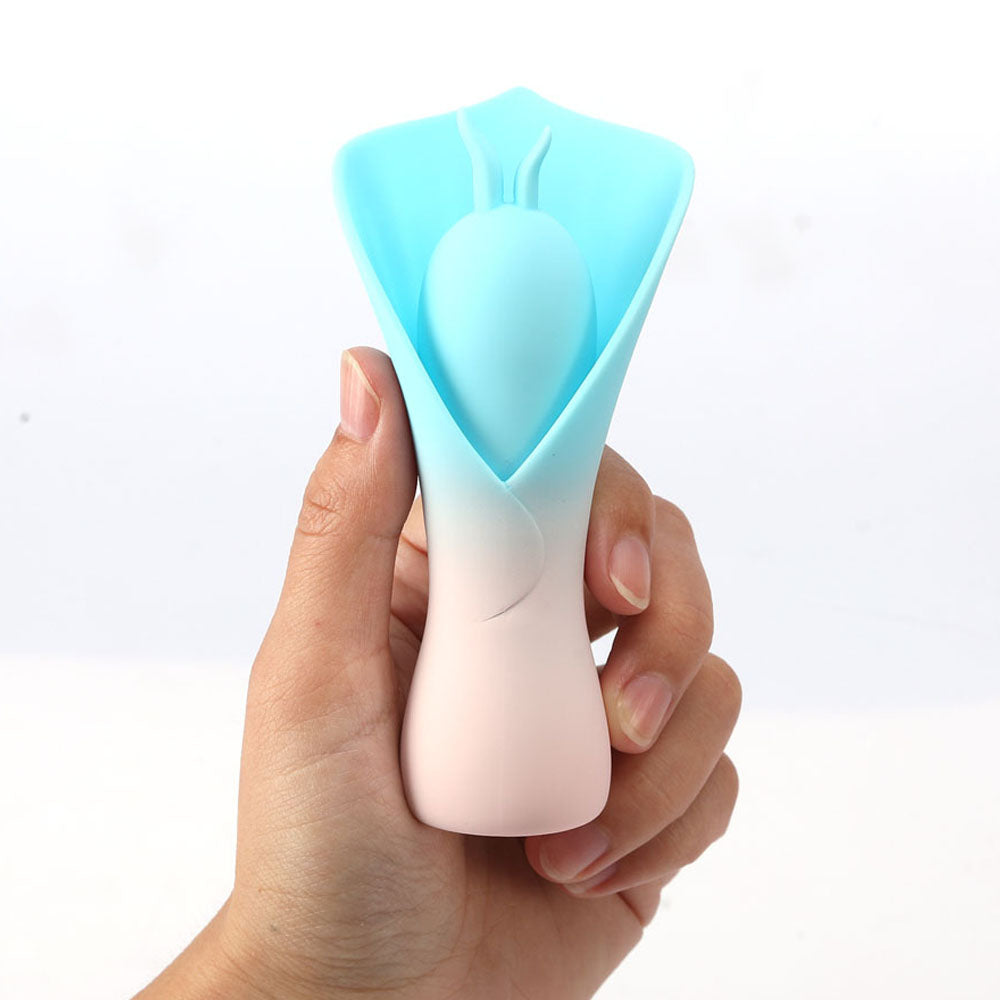 Maia Mina Blue Blue/Pink Usb Rechargeable Fluttering Flower Stimulator