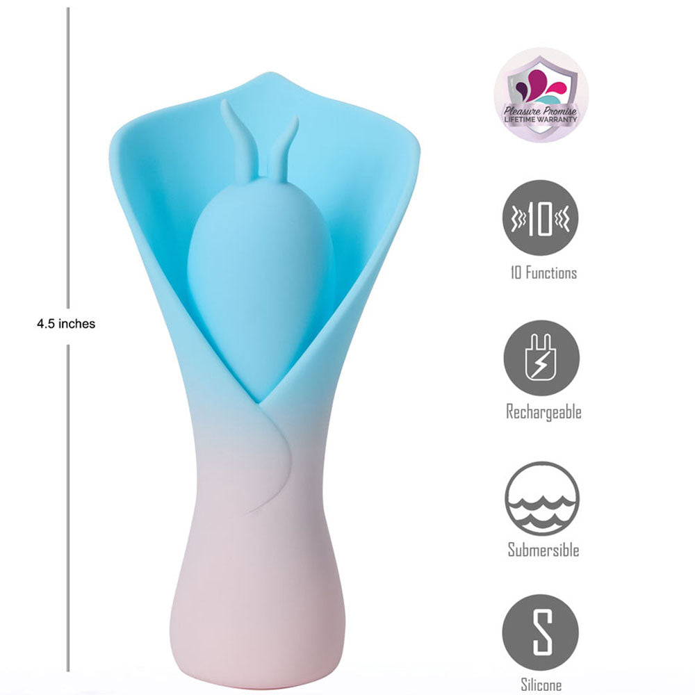 Maia Mina Blue Blue/Pink Usb Rechargeable Fluttering Flower Stimulator