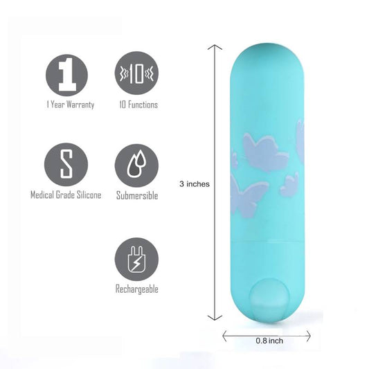 Maia Julia Teal 7.6 Cm Usb Rechargeable Bullet