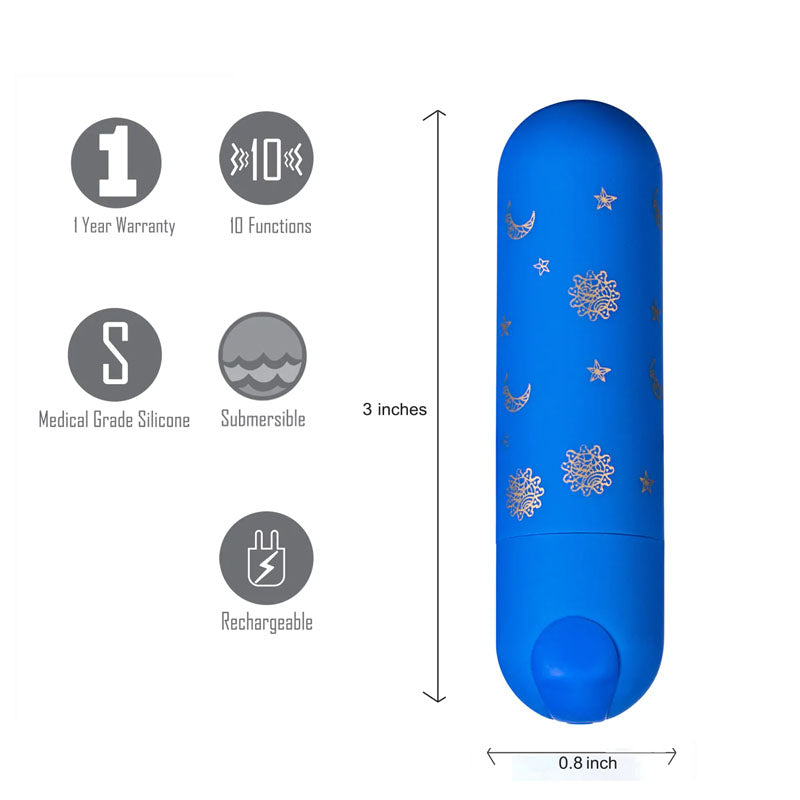 Maia Luna Blue 7.6 Cm Usb Rechargeable Bullet