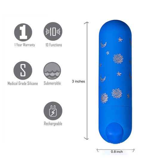Maia Luna Blue 7.6 Cm Usb Rechargeable Bullet