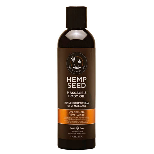 Hemp Seed Massage & Body Oil Dreamsicle (Tangerine & Plum) Scented 237 Ml Bottle