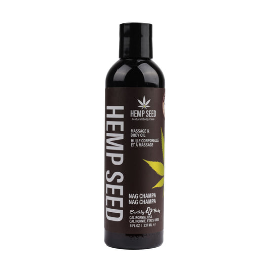 Hemp Seed Massage & Body Oil Nag Champa (East Indian Incense) Scented 237 Ml Bottle