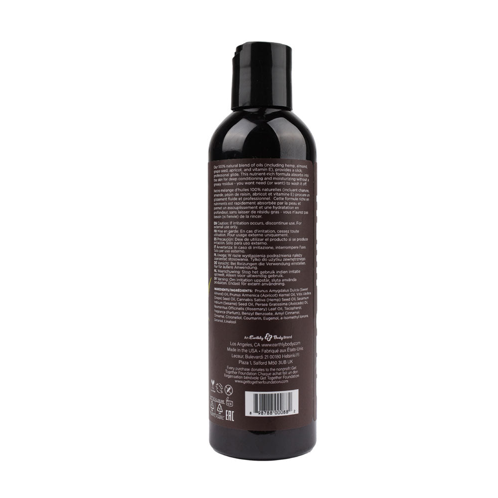 Hemp Seed Massage & Body Oil Nag Champa (East Indian Incense) Scented 237 Ml Bottle