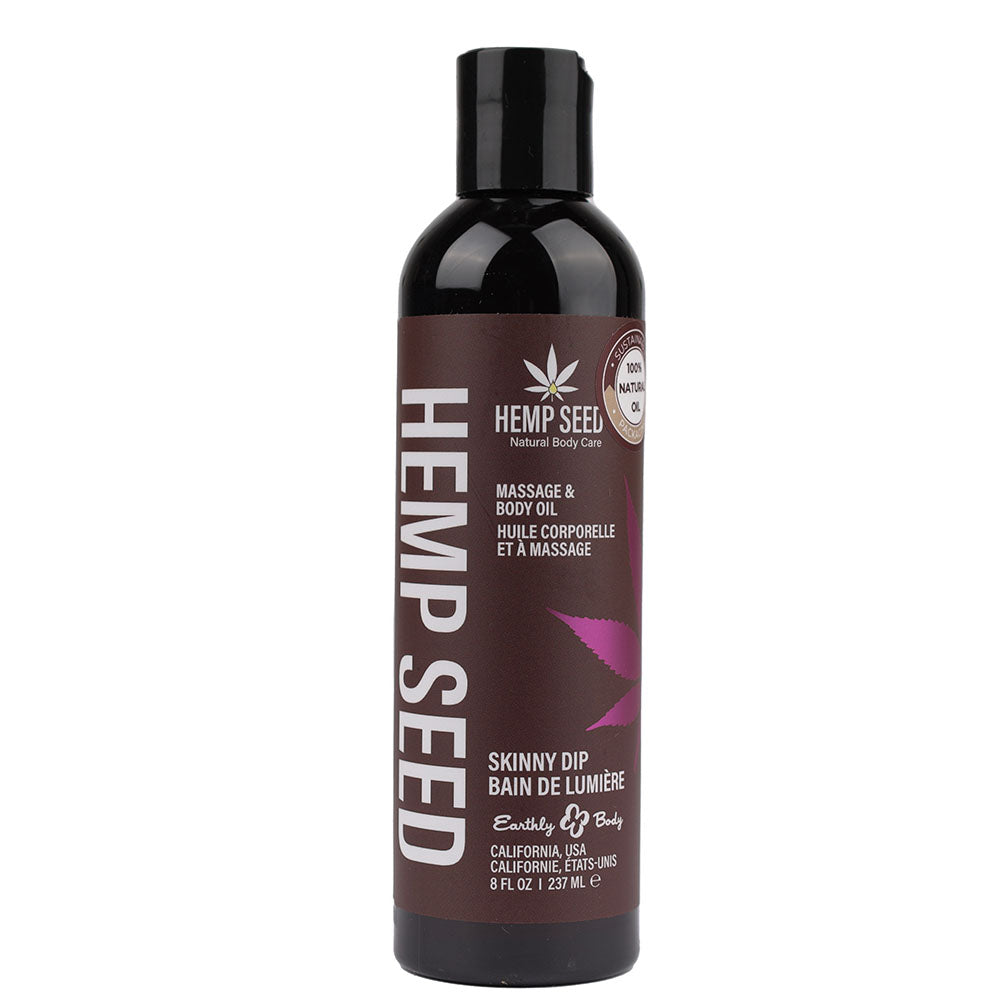 Hemp Seed Massage & Body Oil Skinny Dip (Vanilla & Fairy Floss) Scented 237 Ml Bottle