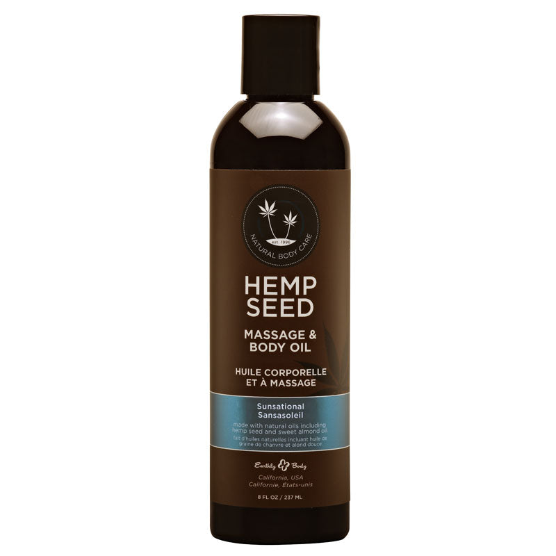Hemp Seed Massage & Body Oil Sunsational (Italian Bergamot, Juniper Berries & White Wood) Scented 237 Ml Bottle