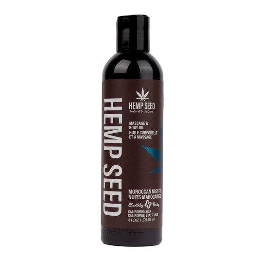 Hemp Seed Massage & Body Oil Moroccan Nights (Earthy & Spicy Sensual) Scented 237 Ml Bottle