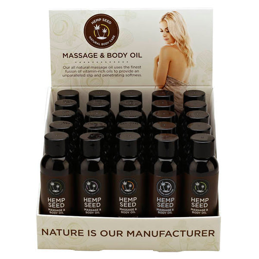 Hemp Seed Massage & Body Oil Scented Massage Oils Counter Display Of 25 X 59 Ml Bottles