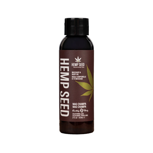 Hemp Seed Massage & Body Oil Nag Champa (East Indian Incense) Scented 59 Ml Bottle