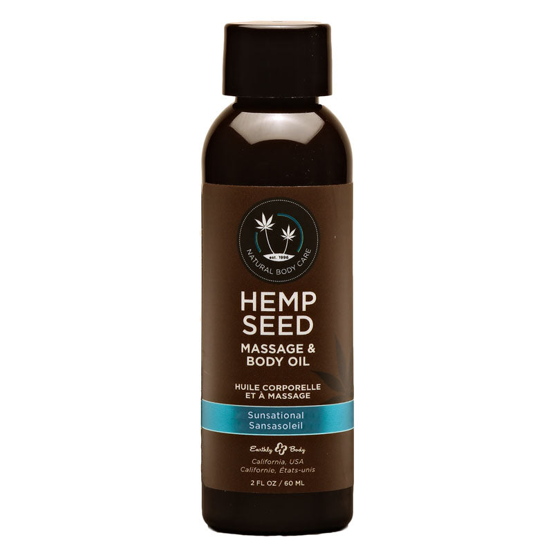Hemp Seed Massage & Body Oil Sunsational (Italian Bergamot, Juniper Berries & White Wood) Scented 59 Ml Bottle
