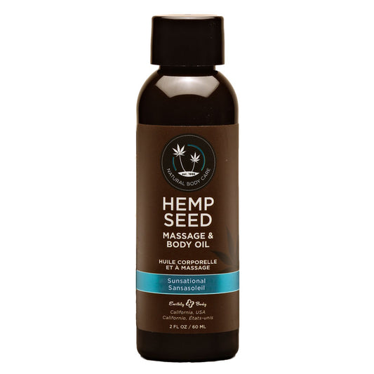 Hemp Seed Massage & Body Oil Sunsational (Italian Bergamot, Juniper Berries & White Wood) Scented 59 Ml Bottle
