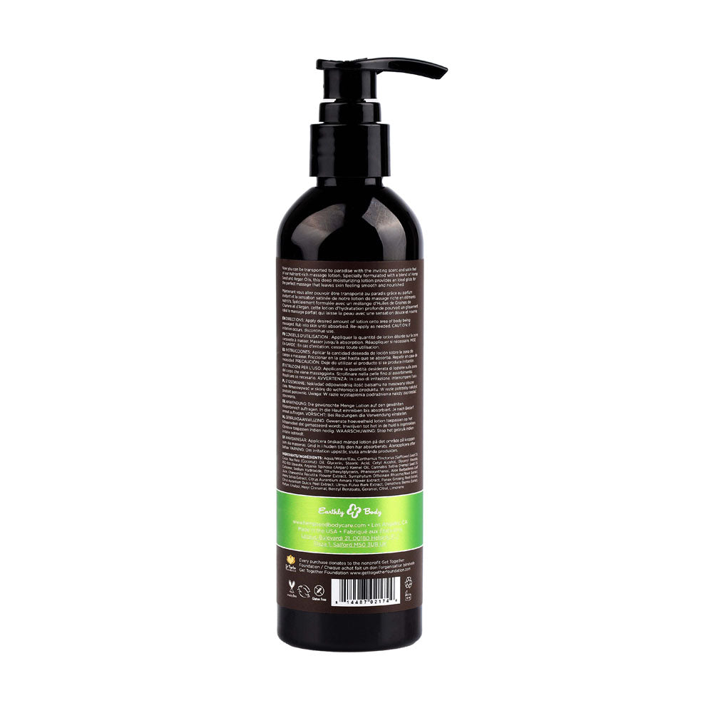 Hemp Seed Massage Lotion Naked In The Woods (White Tea & Ginger) Scented 237 Ml Bottle