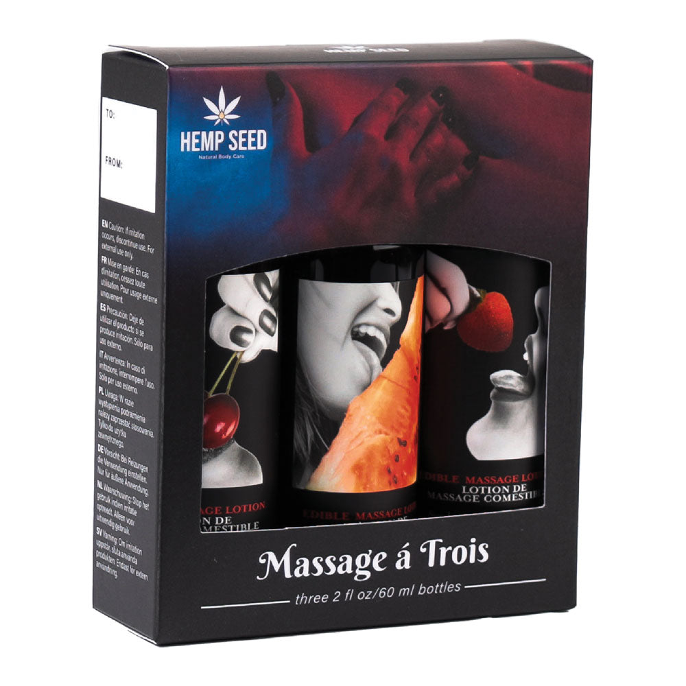 Hemp Seed Edible Massage A Trois Edible Massage Lotion Kit 3 Bottle Set