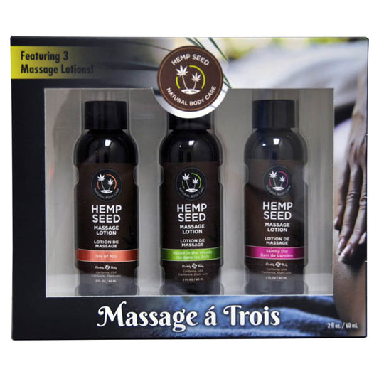 Hemp Seed Massage A Trois Scented Massage Lotion Kit 3 Bottle Set