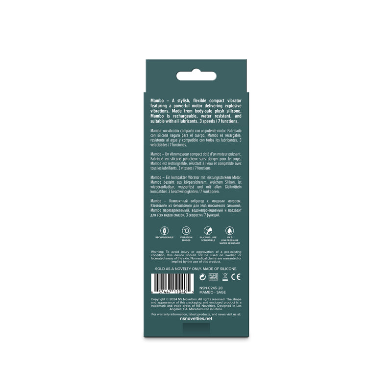 Lust N Dreams Mambo Sage Green 12.2 Cm Usb Rechargeable Bullet