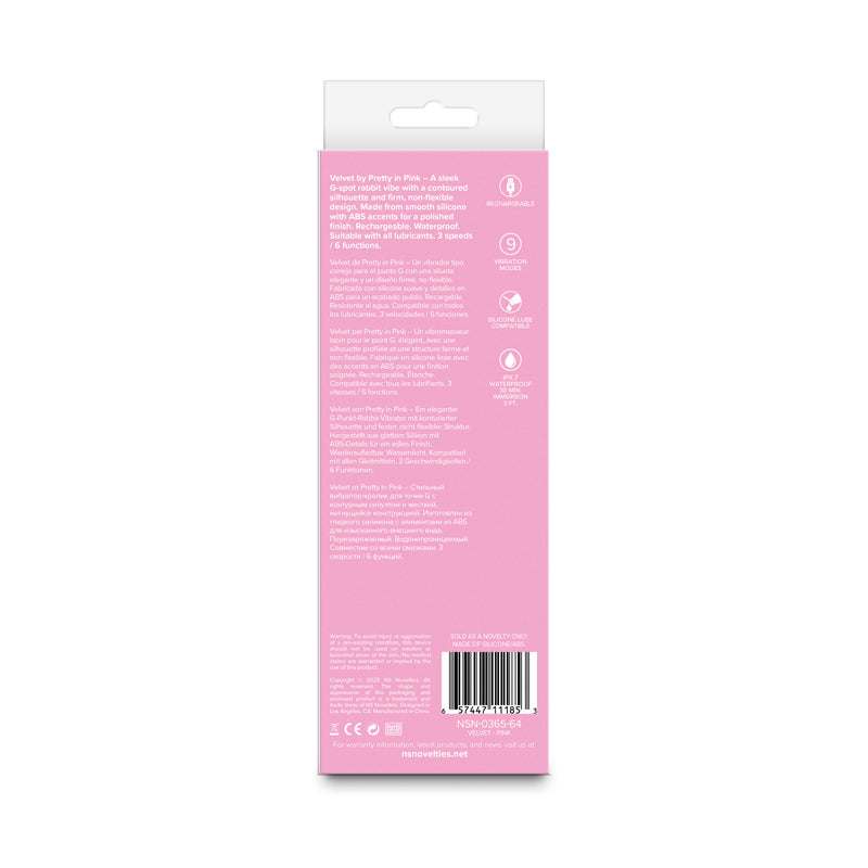 Pretty In Pink Velvet Pink Pink 18.7 Cm Usb Rechargeable Rabbit Vibrator