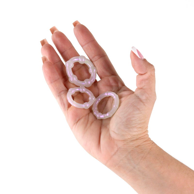 Fantasia Intensity Rings Pearl Pearlescent Beaded Cock Rings Set Of 3 Sizes
