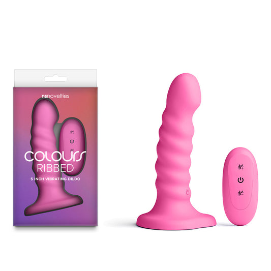 Colours Ribbed 5'' Vibrating Dildo Pink Pink 14.5 Cm Usb Rechargeable Vibrating Dildo With Wireless Remote