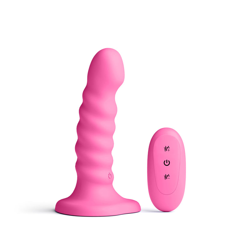 Colours Ribbed 5'' Vibrating Dildo Pink Pink 14.5 Cm Usb Rechargeable Vibrating Dildo With Wireless Remote