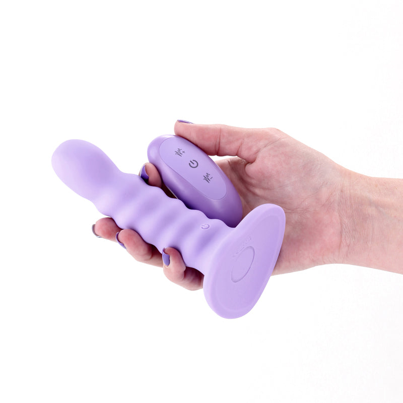 Colours Ribbed 5'' Vibrating Dildo Purple Purple 14.5 Cm Usb Rechargeable Vibrating Dildo With Wireless Remote