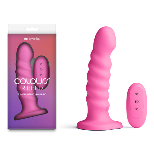 Colours Ribbed 6'' Vibrating Dildo Pink Pink 16.5 Cm Usb Rechargeable Vibrating Dildo With Wireless Remote
