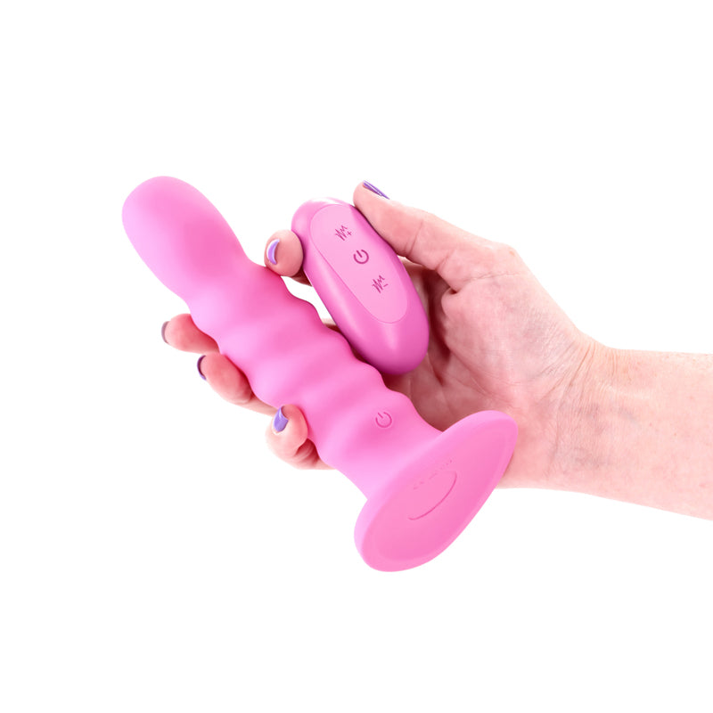 Colours Ribbed 6'' Vibrating Dildo Pink Pink 16.5 Cm Usb Rechargeable Vibrating Dildo With Wireless Remote
